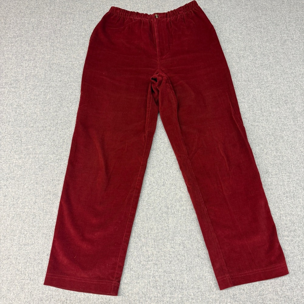 Appleseed's Corduroy Pants Size 10 Red Elastic Waist Straight Leg Stretch Casual
